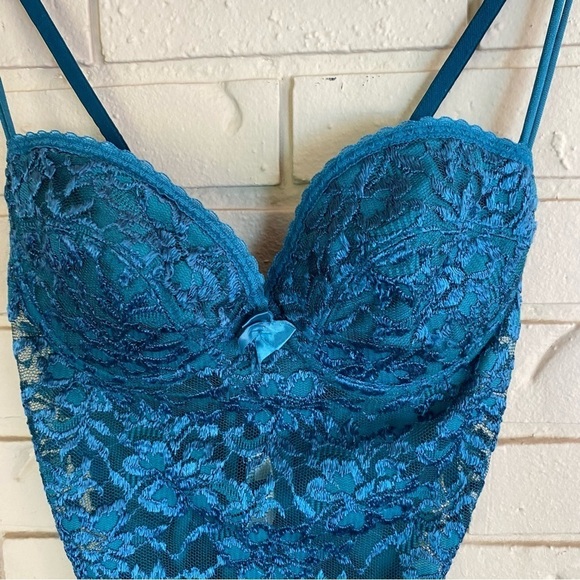 Victoria's Secret Vintage 80s Gold Label Green Lace French Cut Teddy Sz 36C - Picture 2 of 6